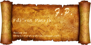 Fürst Patrik névjegykártya